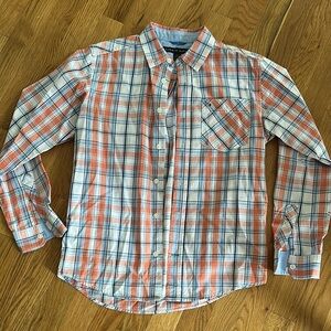 Boys Plaid Shirt - Orange and Blue